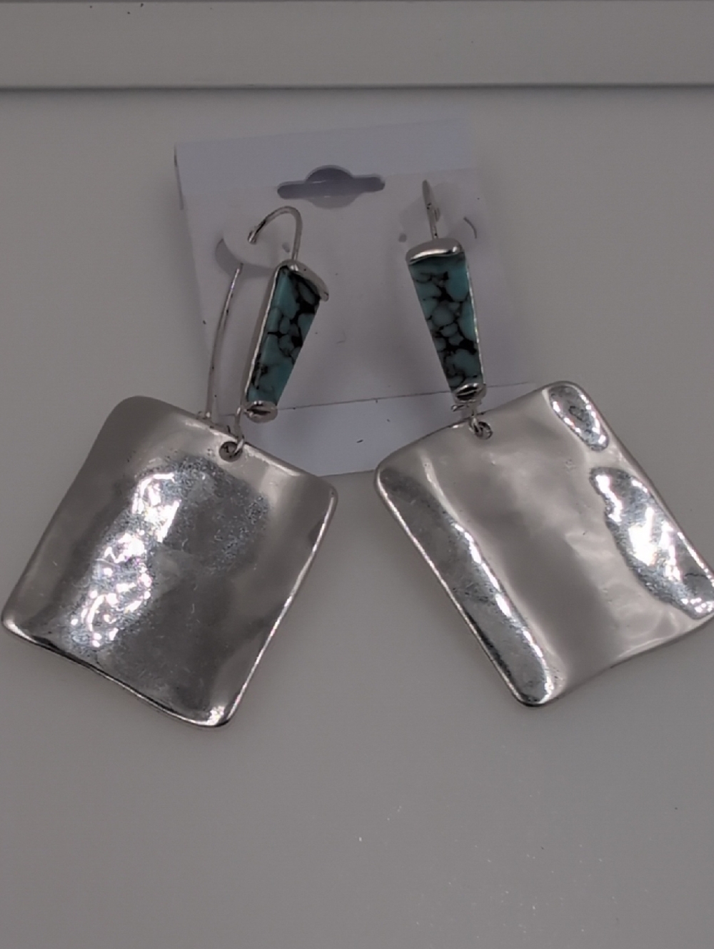 Robert Lee Morris Silver Dangle Earrings with Turquoise Accents